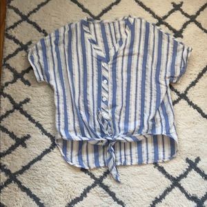 White and white striped tie top